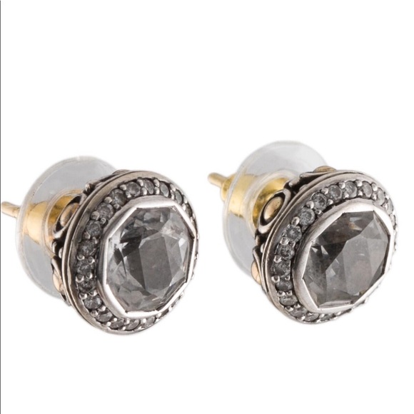 John Hardy Topaz & Diamond Batu Sari Stud Earrings - Picture 7 of 14